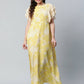 Ahalyaa Womens Lemon Yellow Crepe Floral Dress | Swadesiicart