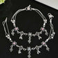 VOJ Set of 2 Silver Plated Flower Shaped Stone Studded Anklet - Swadesiicart