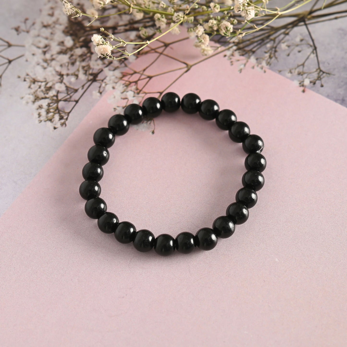 NVR Men & Women Black Marbel Crystal Elasticated Bracelet - NR Retail-NVR
