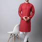 Even Apparels Maroon Cotton Checked Men's Kurta With Band Collar | Swadesiicart