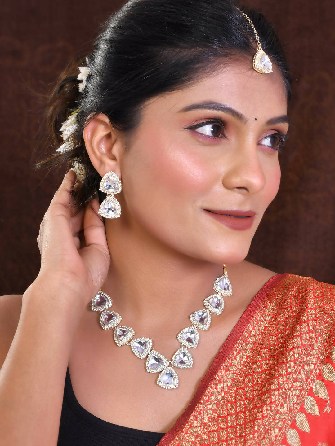 VOJ Women Silver Color stainless steel Jewellery Set - Swadesiicart