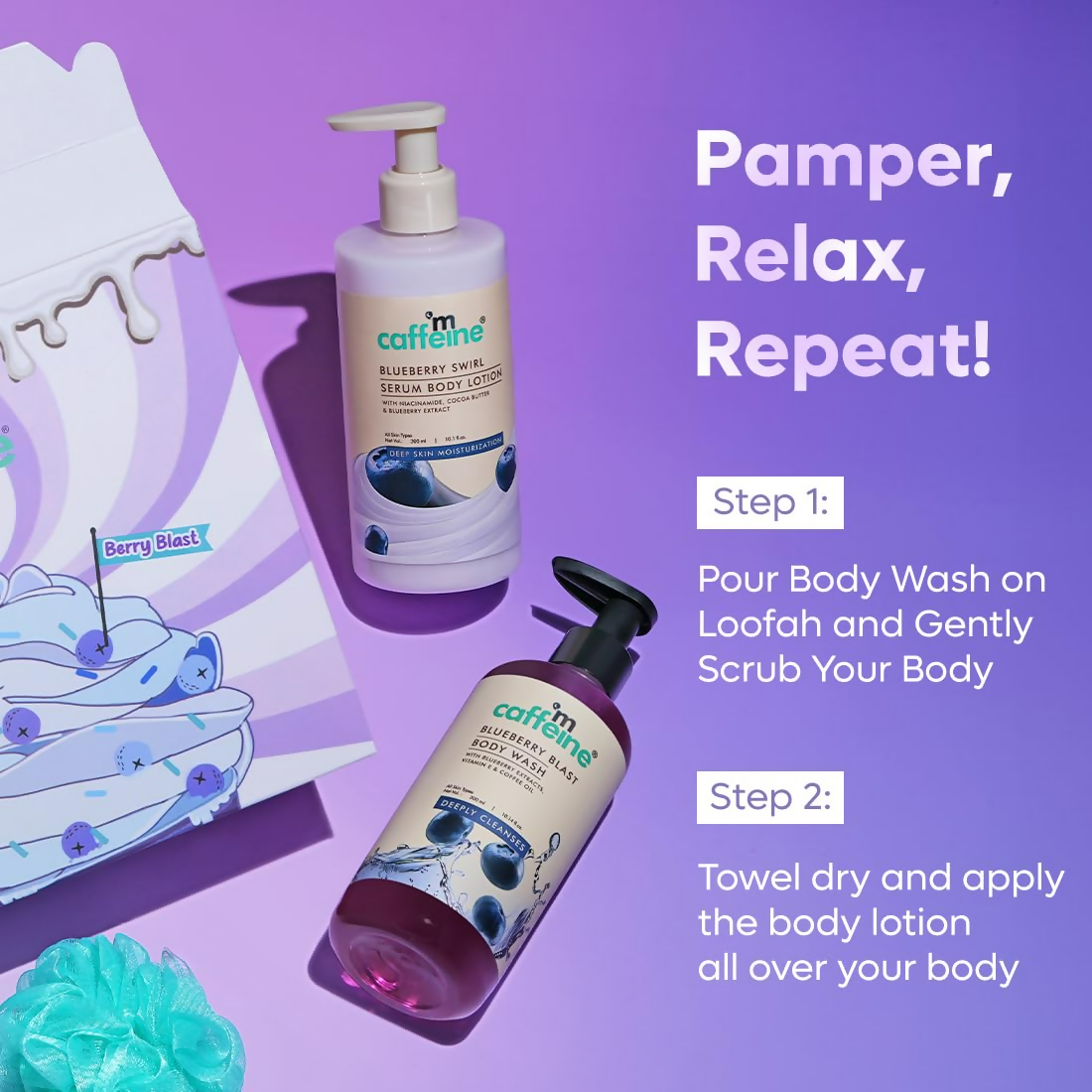 mCaffeine Blueberry Escape Bath & Body Gift Kit Set - Swadesiicart