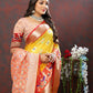 Lorenvalley Fashion Yellow Organza Silk Woven Design with Meenakari Weaving Saree - Swadesiicart