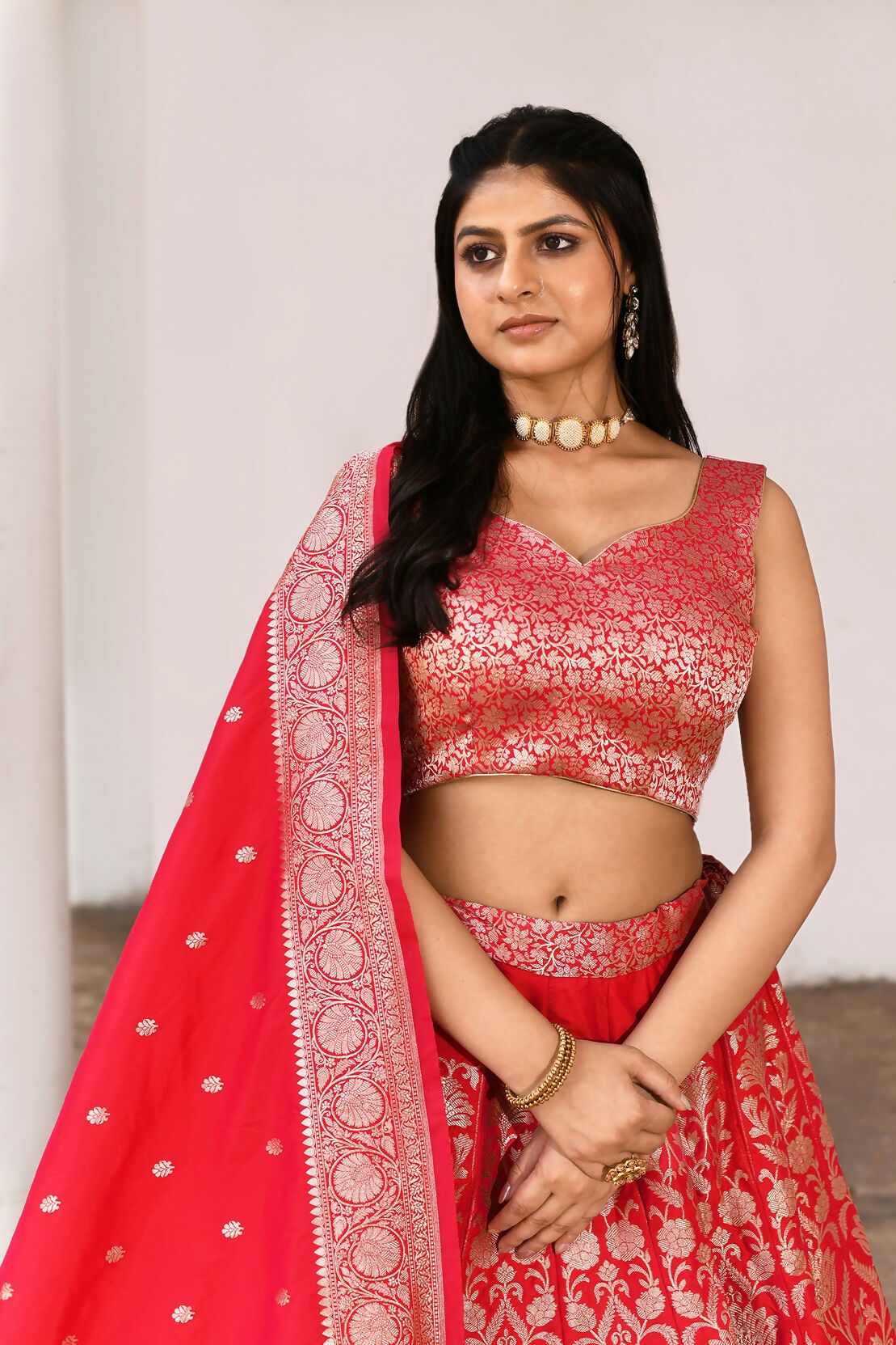 Joban Fashion Fuchsia Soft Pure Handloom Banarasi Silk Lehenga | Swadesiicart