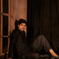 Black Cotton Embroidery Work Men's Kurta Set - Mahotsav