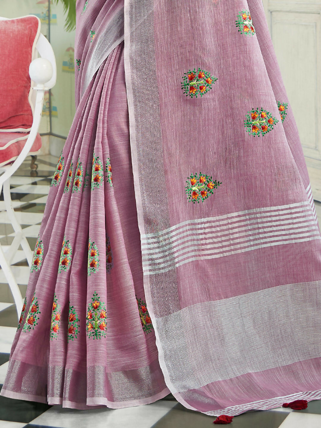 Shree Shyam Fashion Linen Light Purple Saree