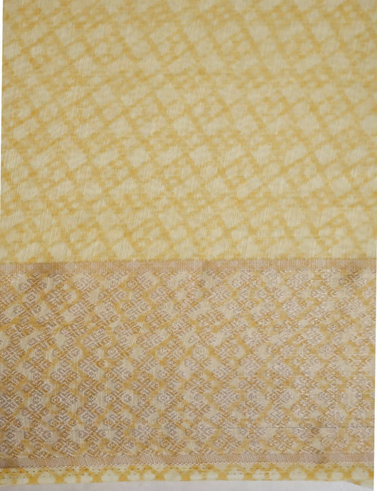 Shades Of Lemon Yellow With Floral Design Semi Chanderi Saree By Gayathri Reddy Designer Studio | Swadesiicart