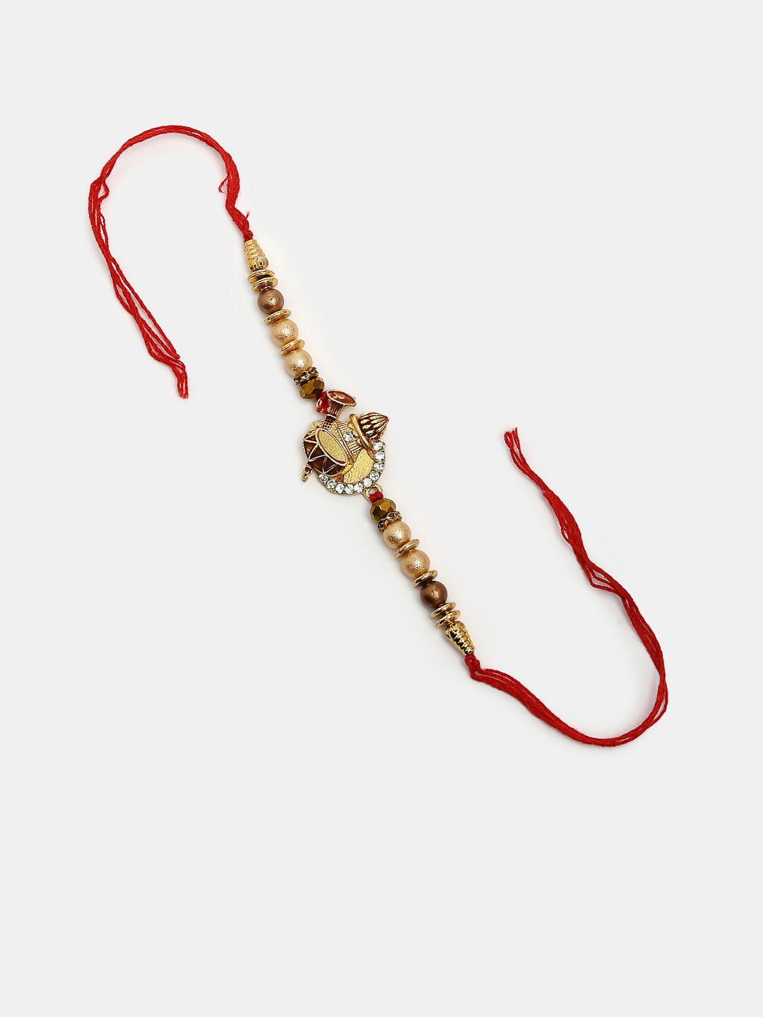 NVR Women & Men Set of 2 Gold Artificial beads Bhaiya Bhabhi Rakhi With Roli Chawal & Chocolate | Swadesiicart