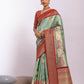 Vishnu Weaves Women's Pista Tissue Silk Zari Woven Saree with Blouse - Swadesiicart