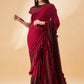 Maroon Lycra Embossed Fancy Velvet, Sequins Embroidery, Frill Details Saree - Norita Hit Design - Swadesiicart