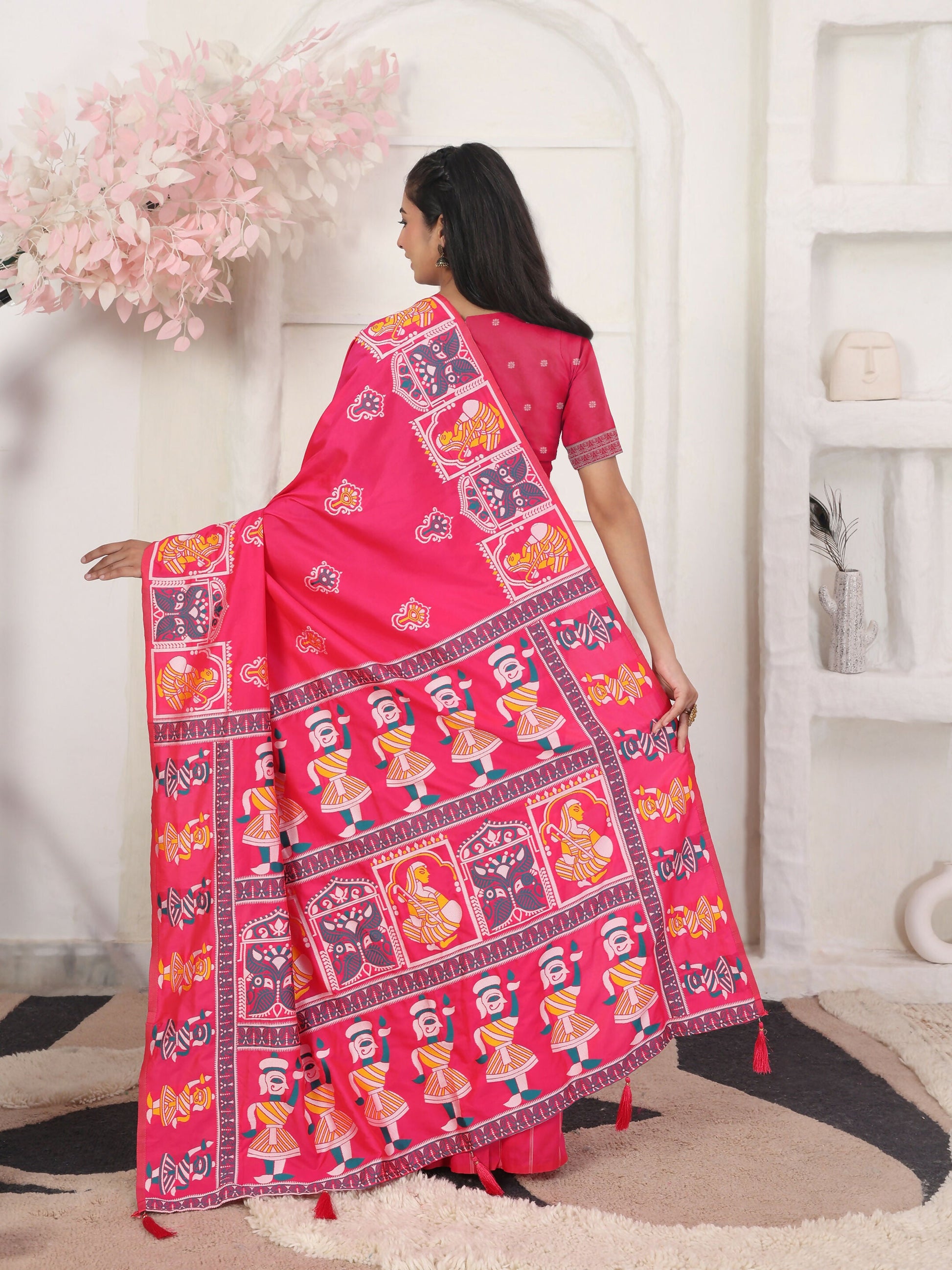 Shree Shyam Fashion Silk Blend Pink Saree