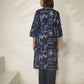 Miravan Women's Abstract Printed Cotton Blue Co-Ord Set - Swadesiicart