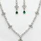 NVR Women's Silver-Plated Green American Diamond Studded Jewellery Set - Swadesiicart