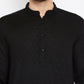 Even Apparels Black Pure Cotton Band Collar Men's Kurta | Swadesiicart