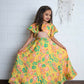 Aayaa Designer Printed Chinon Crochet Sequance Kids Lehenga Choli - Yellow
