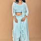 Morchari Women Hand Embroidery Crop Top-Sky - Swadesiicart