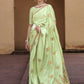 Sprout Green Pure Satin Zari Weaving Wedding Festive Saree - Emponline | Swadesiicart