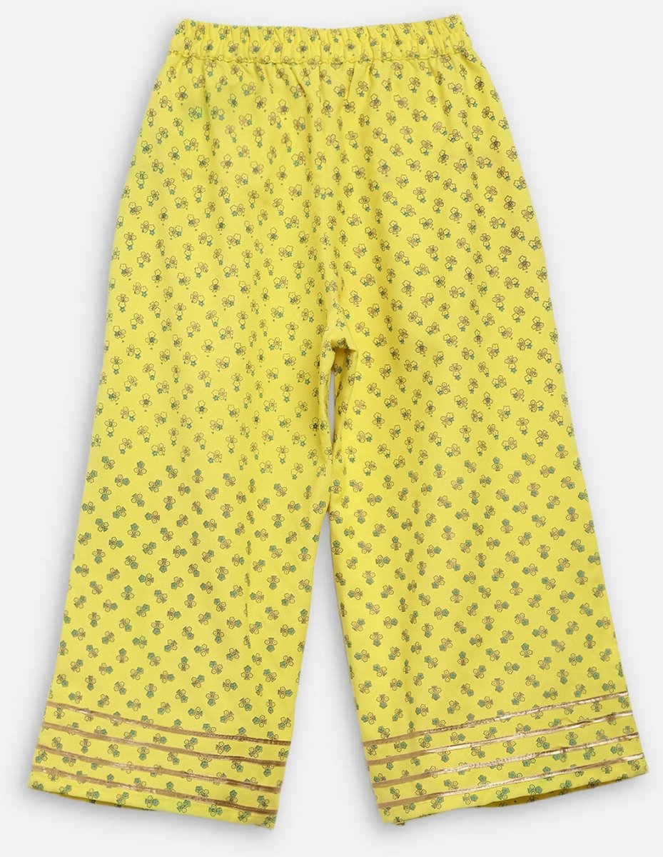Ahalyaa Mustard Rayon Printed Kids Kurta Palazzo Sets For Kids For Girls | Swadesiicart