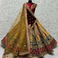Jyoti Fashion Women's Mustard Velvet Multi Thread Embroidered, Patch Work with Zircon Diamond Wedding Lehenga Choli | Swadesiicart
