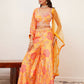 Orange Digital Chinon Handwork Top with Palazzo & Dupatta - Naomika - Swadesiicart