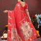 Lorenvalley Fashion Red Soft Paithani Silk Woven Design Copper Zari Meenakari Weaving Saree - Swadesiicart