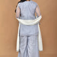Morchari Women And Hand Embroidery Palazzo Set-Grey - Swadesiicart