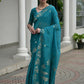 Vishnu Weaves Women's Firozi Linen Silk Zari Weaving Saree with Blouse - Swadesiicart