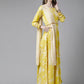 Ahalyaa Womens Lemmon Yellow Crepe Digital Printed Drapped Dress | Swadesiicart