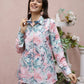 Blue & Pink Rayon Floral Printed Top with Matching Bottom - Eesha - Swadesiicart