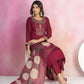 Ethnic Festive Wear Viscose Chanderi Maroon Stitched Suit With Dupatta - Tanisha | Swadesiicart
