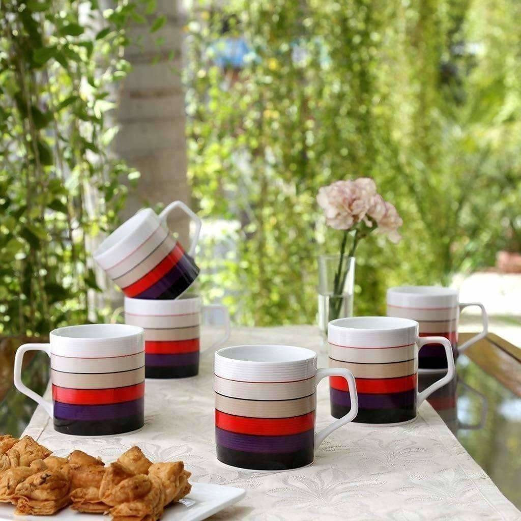 Coffee Mug Set, 220ml/6.6cm, Set of 6, Multicolour - Swadesiicart