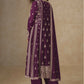 Anaita Dark Purple Chinon Silk Stitched Suit with Embroidery & Sequence Work