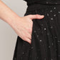 Ahalyaa Women's Black Net Glitter Print Top Skirt Set With Dupatta | Swadesiicart