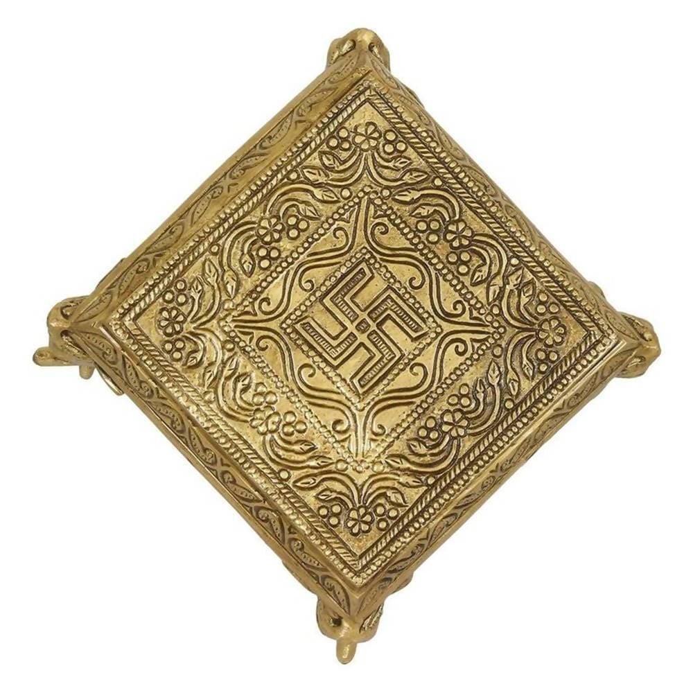 Puja N Pujari Elephant Design Brass Pooja Chowki | Swadesiicart