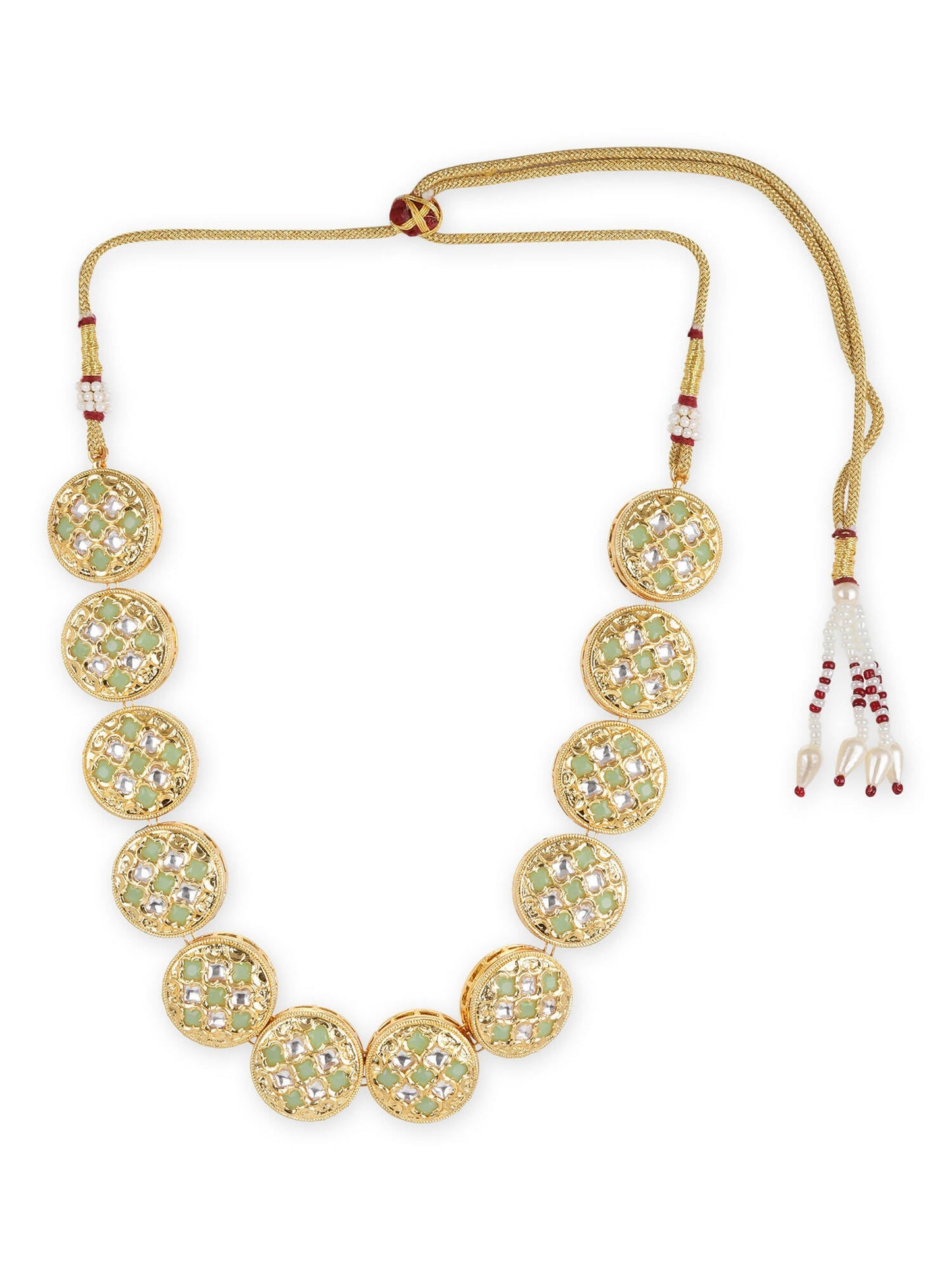 Gold-Toned White Brass Gold-Polished Necklace - Ruby Raang | Swadesiicart