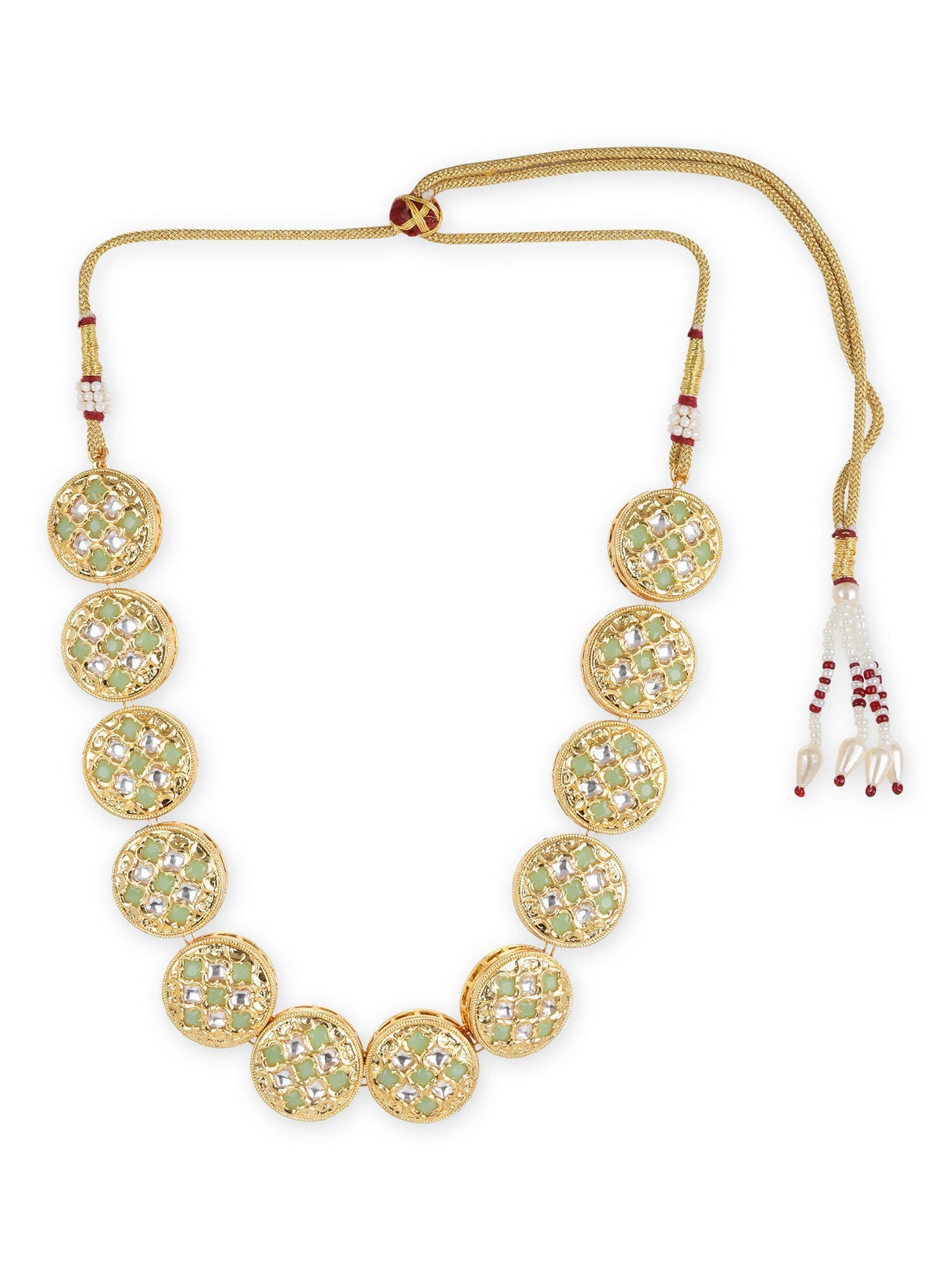 Gold-Toned White Brass Gold-Polished Necklace - Ruby Raang | Swadesiicart