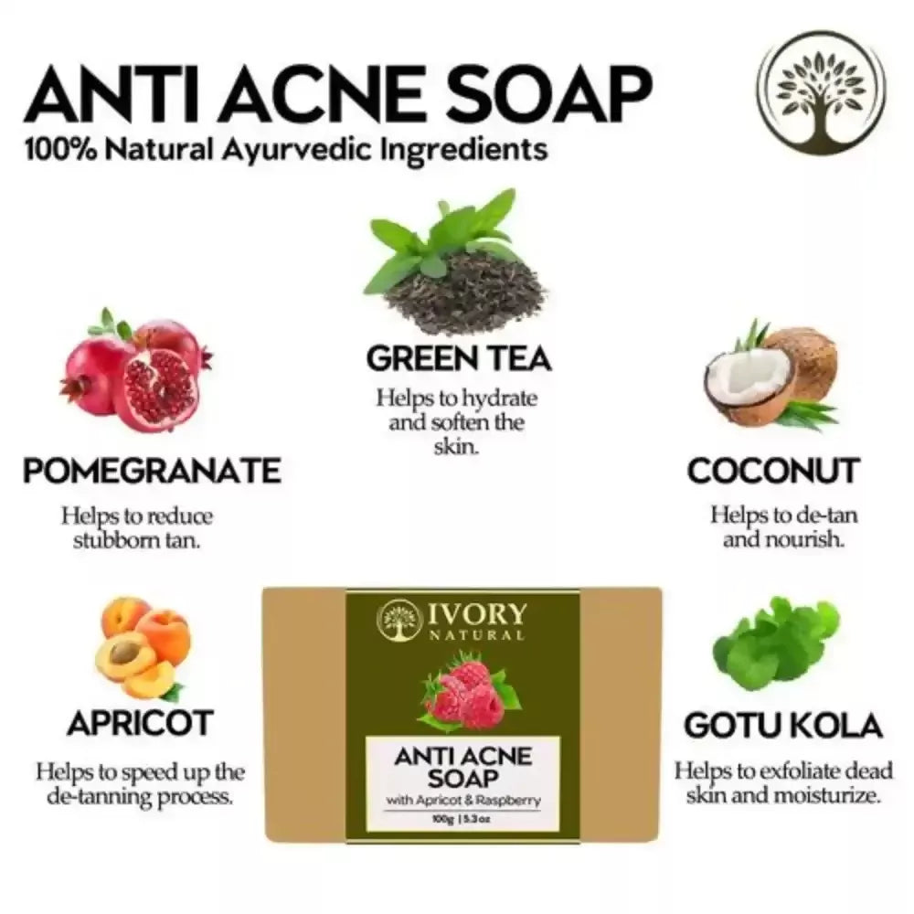 Ivory Natural Anti Acne Soap - Restore Radiance & Nourish Skin For Both Men & Women | Swadesiicart