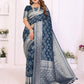 Aastha Fashion Teal Blue Georgette Silk Leheriya With Elegant Zari Weaving Saree