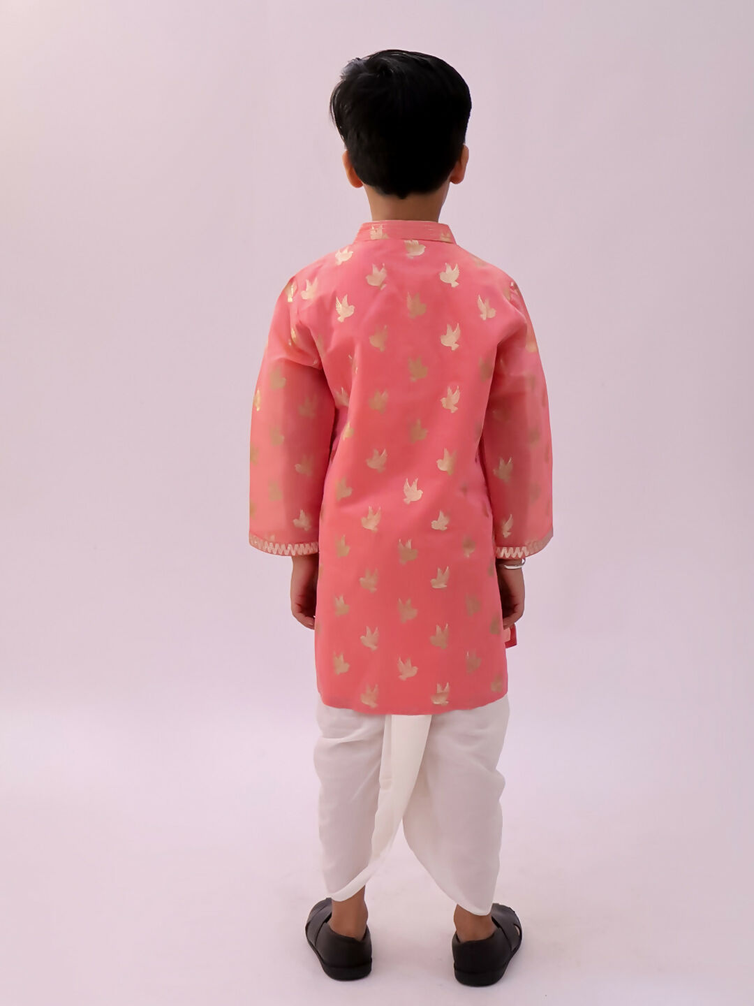 Lil Drama Mishti Peach Kurta Dhoti Set For Boys | Swadesiicart