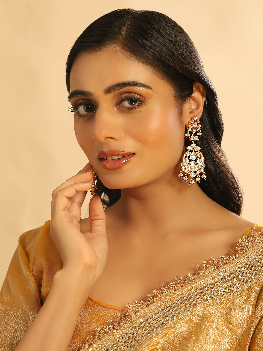 Nuyug 22K Gold Plated Serenoor Pearl Chandbali Earrings | Swadesiicart