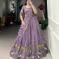 Lorenvalley Lavender Vichitra Simmer Sequins and Thread Embroidery Work Lehenga Choli | Swadesiicart