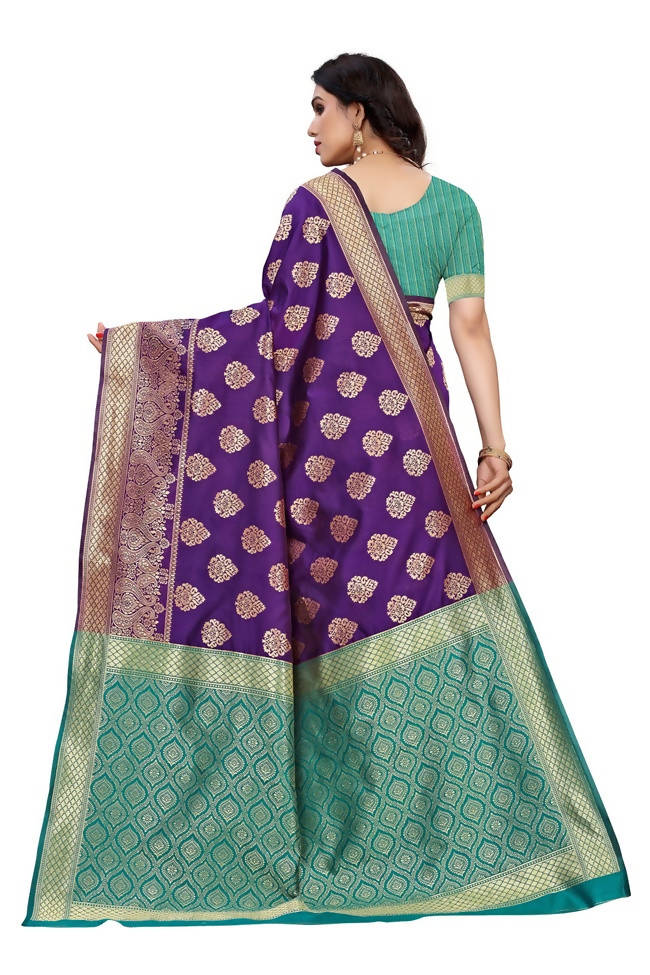 Vamika Banarasi Jacquard Weaving Purple Saree (Dangal Purple) | Swadesiicart