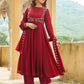 Janasya Maroon Georgette Embroidered Kurta,Bottom & Dupatta | Swadesiicart