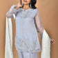 Morchari Women And Hand Embroidery Palazzo Set-Grey - Swadesiicart