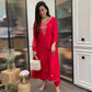 The52 Red Beautiful Embroidered Rayon Fabric Straight Kurta Pant with Dupatta Set - Swadesiicart