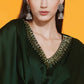 Women Republic Green Georgette Hand Embellished Kaftan Style Gown | Swadesiicart