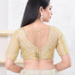 Joban Fashion Gold Jacquard Elbow Sleeveless Back Open Blouse - Swadesiicart
