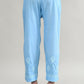 Joban Fashion Womens Cotton ChikanKari Sky Blue & White Cord set - Swadesiicart