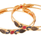 NVR Women Set of 2 Gold-Polished Traditional Daily Use Peacock Design Bangles - Swadesiicart