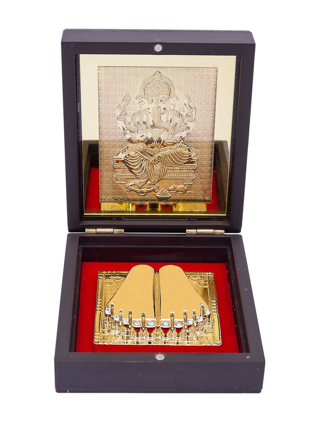 Golden Peacock 24-Ct Gold-Toned Gold Foil Ganesh Pooja Box | Swadesiicart